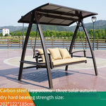 Rocking Chair Reclining Outdoor Swing Cast Aluminum Alloy Solar Hanging Balcony Two Person Leisure Basket Adult Courtyard - USun Panel Three Person + Solar Atmosphere Lamppgrade - PC