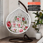 Hanging Chair Outdoor Swing Basket Rattan Household Leisure Lazy Indoor Balcony Bird's Nest Hammock Cradle Rocking Luxury White (bold Rattan) With Pillow