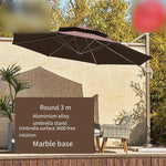 Sun Umbrella Outdoor Sunshade Roman Outdoor Courtyard Terrace Garden Villa Balcony 3m Round Brown (+ Base)