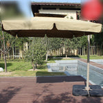 Sun Umbrella Outdoor Sunshade Roman Outdoor Courtyard Terrace Garden Villa Balcony 3m Round Brown (+ Base)