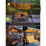 Outdoor Swing Hammock Courtyard Rocking Chair Double Balcony Hanging Household Indoor Basket Chair [upgraded] Khaki Two Person Cushion + Backrest [color Lights]