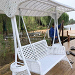 Outdoor Courtyard Imitation Rattan Iron Swing Chair Hanging Double Three Person Garden Villa Terrace