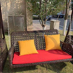 Outdoor Courtyard Imitation Rattan Iron Swing Chair Hanging Double Three Person Garden Villa Terrace