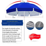 Sunshade Sun Umbrella Outdoor Stall Large Courtyard Shed Advertising Printer 1.8m Blue Silver Glue