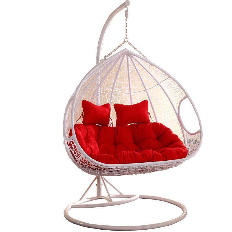 Hanging Basket Rattan Chair Double Swing Lazy Bird's Nest Rocking Balcony Family Hammock Adult Indoor Single White [with Armrest]