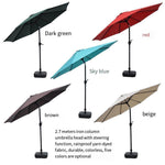 Sun Umbrella Outdoor Straight Pole Central Column Sunshade Courtyard Leisure Beach Hand 2.7m Iron Pole To Ordinary Wine Red (with Umbrella Seat)