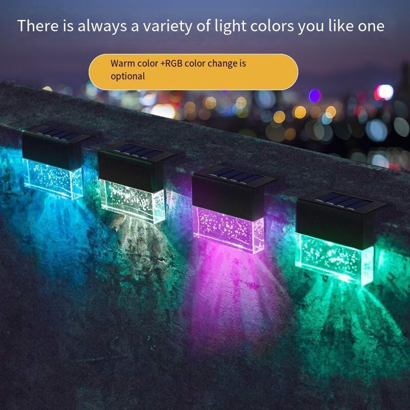 Solar Outdoor Lamp Courtyard Wall Street Lamp Induction Garden Villa Waterproof Decoration Step Stair Wall Color Lamp Solar Step Lamp 8 Set Warm Light