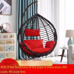 Hanging Basket Chair Rattan Family Swing Balcony Indoor Hammock Outdoor Cradle Courtyard Single Person Black + Armrest