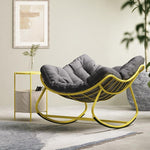 Balcony Rocking Chair Household Nap Chair Indoor Living Room Simple Leisure Lazy Chair Black With Cushion