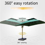 Roman Umbrella Solar Courtyard Outdoor Stall Big Retractable Tent Pavilion Villa Balcony Terrace Advanced Local Gold 3m Square Umbrella + 130kg Water Tank Base + Solar Lamp Wine Red