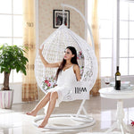 Hanging Basket Indoor Outdoor Leisure Rattan Art Rocking Cradle Swing Chair Balcony Bedroom Single Bird's Nest Lazy Reclining Furniture White + Cushion