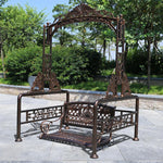 Swing Outdoor Courtyard Garden Cast Aluminum Double Rocking Villa Waterproof Leisure Basket Hanging Household Swing Buckingham Palace - All Cast Aluminum Swing (no Cushion, Including Two Pillows)