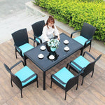 Outdoor Tables And Chairs Balcony Rattan Three Five Piece Set Iron Tea Combination Courtyard Leisure Furniture 4.5-pack Chair + Iron Frame Round Table