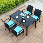 Outdoor Tables And Chairs Balcony Rattan Three Five Piece Set Iron Tea Combination Courtyard Leisure Furniture 4.5-pack Chair + Iron Frame Round Table