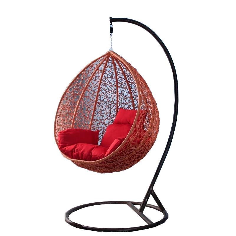 Outdoor Balcony Hanging Chair Large Basket Indoor Outdoor Balcony Swing Bird's Nest Single Rocking Chair Hammock Black Red Cushion