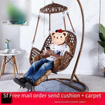 Hand-made Balcony Double Person Hanging Basket Outdoor Swing Bird's Nest Chair Nordic Rattan Chair Bed Indoor Cradle Outdoor Swing Rocking Chair Lazy Chair Straw Hat Style