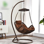 Hanging Chair Basket Cane Swing Indoor Cradle Hammock Bedroom Balcony Bird's Nest Courtyard Lazy Leisure Modern Simple Net Red Single Brown Reinforcement (cushion + Floor Cushion)