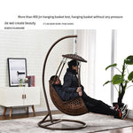 Hanging Chair Basket Cane Swing Indoor Cradle Hammock Bedroom Balcony Bird's Nest Courtyard Lazy Leisure Modern Simple Net Red Single Brown Reinforcement (cushion + Floor Cushion)