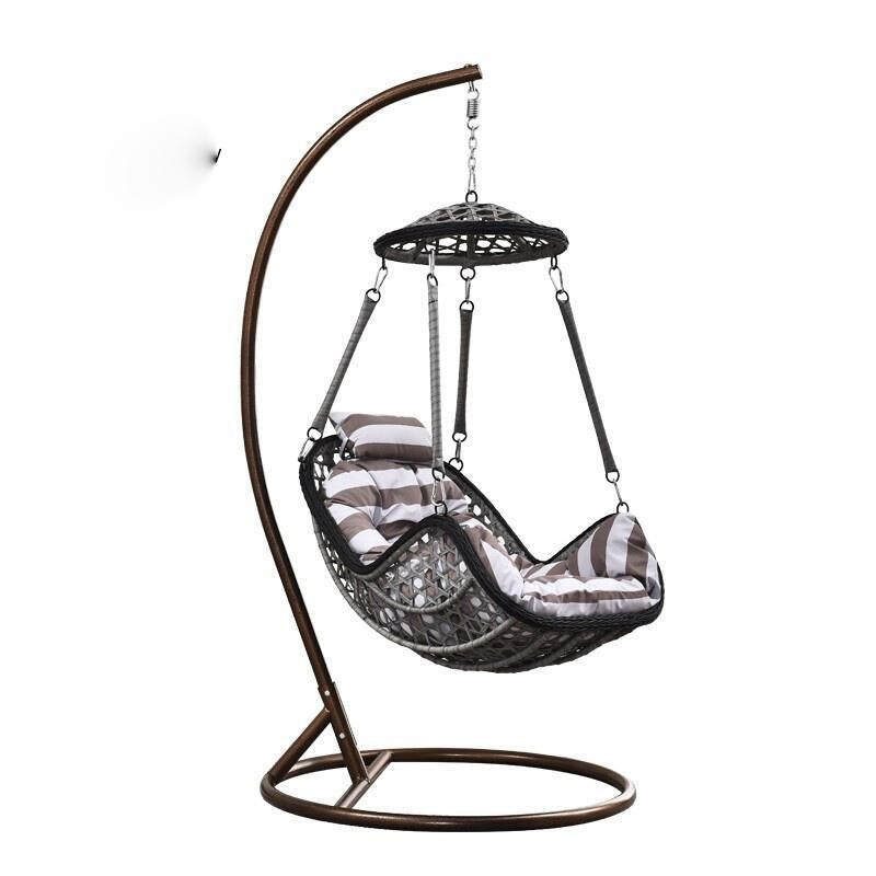 Hanging Chair Basket Cane Swing Indoor Cradle Hammock Bedroom Balcony Bird's Nest Courtyard Lazy Leisure Modern Simple Net Red Single Brown Reinforcement (cushion + Floor Cushion)