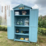 Outdoor Garden Tool Room Courtyard Storage Cabinet Sunscreen Waterproof Gardening Sundries Balcony Storage Cabinet Cyan 4 Grid