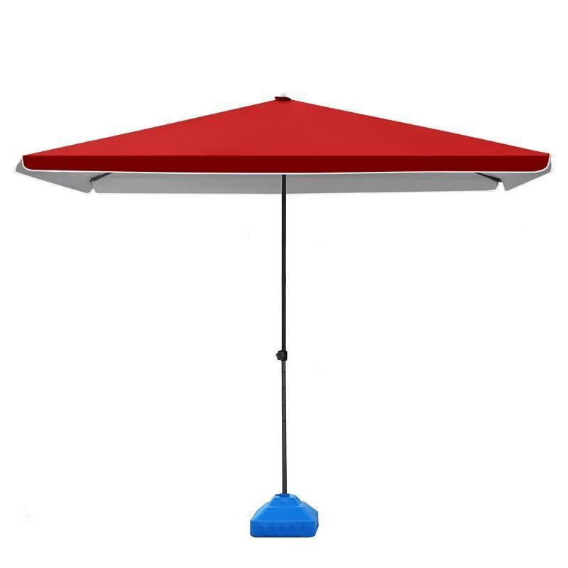 Sun Umbrella Outdoor Stall Sunshade Large Commercial Courtyard Business Super Large Square Rectangle Red 2.0 * 2.0 (with Base)