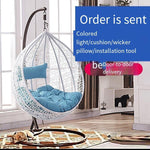 Hanging Chair Basket Outdoor Indoor Swing Reclining Balcony Dormitory Bird's Nest Single Double Rocking Chair Hammock Single White No Floor Mat Promotion + Random Cushion