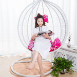 Hanging Chair Basket Outdoor Indoor Swing Reclining Balcony Dormitory Bird's Nest Single Double Rocking Chair Hammock Single White No Floor Mat Promotion + Random Cushion