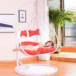 Hanging Chair Basket Outdoor Indoor Swing Reclining Balcony Dormitory Bird's Nest Single Double Rocking Chair Hammock Single White No Floor Mat Promotion + Random Cushion