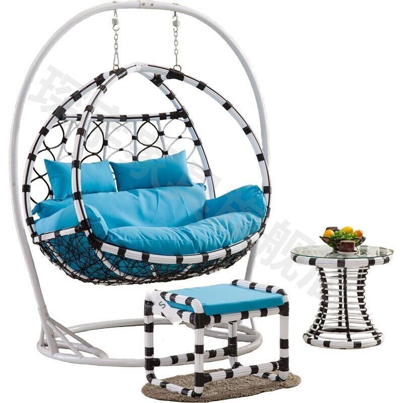 Hanging Chair Indoor Double Swing Hammock Balcony Adult Rocking Leisure Lazy Table And Chair Outdoor Furniture Rocking Chair Nordic Simple Rattan Chair Black And White Thick Rattan [super Space]