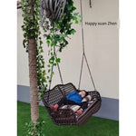 Outdoor Swing Hanging Chair Courtyard Garden Basket Rattan Outdoor Double Rocking Balcony Iron Swing Double Iron Mesh asket Without Cushion