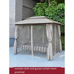 Balcony Hanging Chair Reclining Outdoor Swing Tent Rocking Iron Hammock Indoor Balcony Reclining Chair Villa Courtyard Outdoor Rocking Bed Courtyard Khaki - Can Seat And Lie [+ Gauze Curtain]