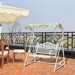 White Double Swing Basket Hanging Chair Iron Outdoor Indoor Outdoor Courtyard Garden Balcony Rocking Chair S Frame Grid