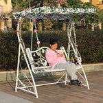 White Double Swing Basket Hanging Chair Iron Outdoor Indoor Outdoor Courtyard Garden Balcony Rocking Chair S Frame Grid