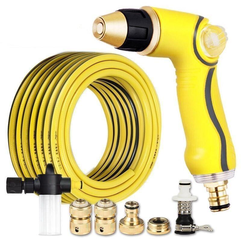 30 Meters Wash Car Suit Home Wash Car High-pressure Water Irrigation Gardening Cleaning Storage Rack Tool Spray Boiler Wash Car Artifact Brass Head Yellow Water Pipe Set