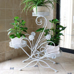 Iron European Style Flower Rack Multi-layer Floor Flower Pot Rack Balcony Living Room Indoor And Outdoor Flower Rack White