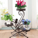 Iron European Style Flower Rack Multi-layer Floor Flower Pot Rack Balcony Living Room Indoor And Outdoor Flower Rack White