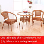 Outdoor Table Chair Rattan Chair Three Piece Set Household Fashion Tea Table Combination Office Courtyard Chair Ancient Yellow Single Chair