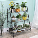 Flower Rack European Style Simple Iron Shoe Rack Storage Layer Multi-layer Floor Balcony Flower Pot Living Room Indoor Ladder Meat Z643 Dark Gray Silver Flash