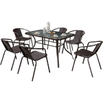 Outdoor Table And Chair Combination Balcony Modern Simple Three Piece Set Courtyard Outdoor Iron Leisure Table And Chair Table Imitation Rattan Chair 4