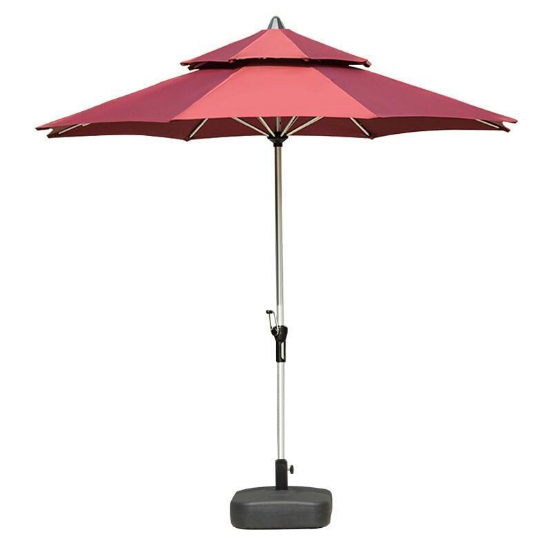 Wine Red + 20kg Water Injection Base Outdoor Sunshade Courtyard Umbrella Central Pillar Umbrella Balcony Outdoor Stall Beach Leisure Big Sun Umbrella Outdoor Umbrella