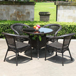 Outdoor Table And Chair Balcony Table And Chair Outdoor Leisure Rattan Chair Tea Table Garden Table And Chair Combination Three Or Five Pieces Of Outdoor Furniture 4 Widened Rattan Chair + 90cm Rattan Round Table