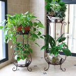 European Iron Flower Rack Multi Floor Balcony Indoor Living Room Flower Rack Green Luo Hanging Orchid Pot Rack White Trumpet