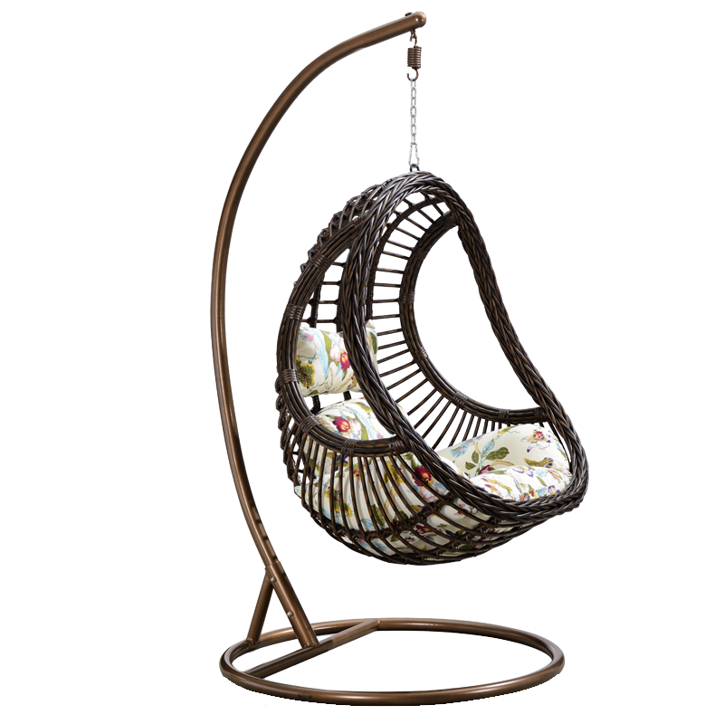 Hanging Chair Hanging Basket Rattan Chair Single Bassinet Chair Bird's Nest Rocking Chair Dormitory Balcony Double Swing Imitation Wood Grain Color