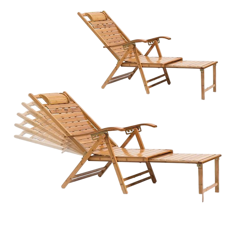 Bamboo Recliner Folding Recliner Household Office Lunch Break Summer Bamboo Chair Rocking Chair Elderly Balcony Headrest Back Chair Household Nap Carefree Recliner Economic Full Bamboo Recliner (Extended Version)