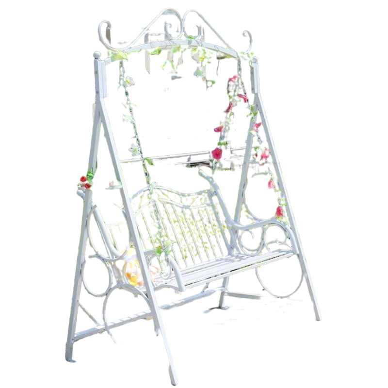 Outdoor Double Swing Chair Children's Swing Hanging Chair Courtyard Adult Cradle White Vertical Grain Iron