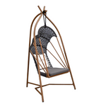 Balcony Hanging Chair Single Bassinet Chair Indoor Swing Bedroom Lazy Family Rocking Chair Imitation Wood Grain High Back Style