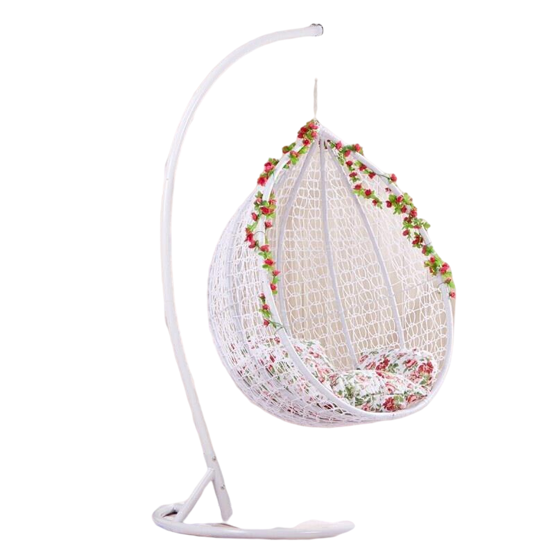 Balcony Hanging Chair Outdoor Dormitory Cradle Chair Leisure Hammock Adult Rocking Chair Lazy Sunshine Reclining Chair Bird's Nest Swing Single White