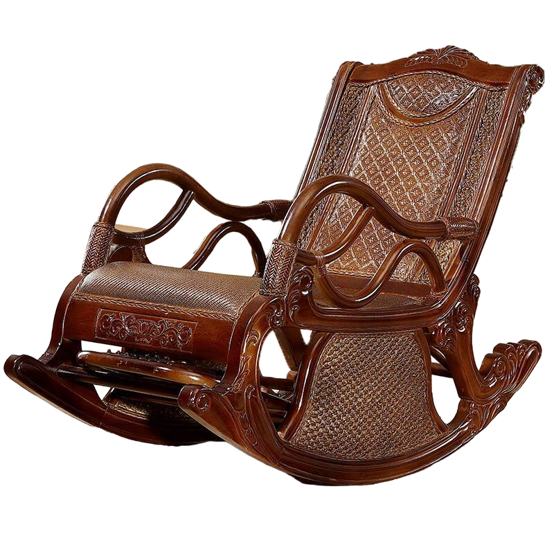 Chestnut Single Rocking Chair Rattan Rocking Chair Rattan Old Man's Nap Leisurely Reclining Chair Adult Indoor Balcony Leisure Rattan Rocking Chair Board