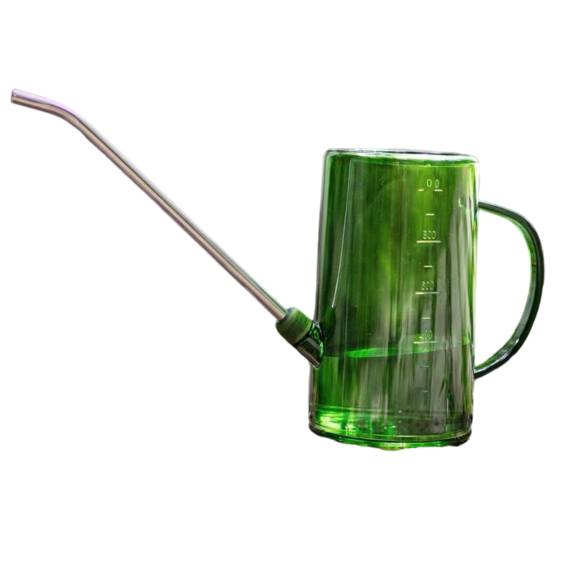 1L Transparent Green Watering Pot  Long Mouth Stainless Steel Household Flower Raising Watering Pot Green Plant Watering Pot Spray Pot Large Gardening Tool