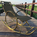 Balcony Lounge Chair Rocking Chair Nap Chair Lazy Living Room Chair Elderly Chair Leisure Chair Carefree Chair Imitation Rattan Rocking Chair Black Gold